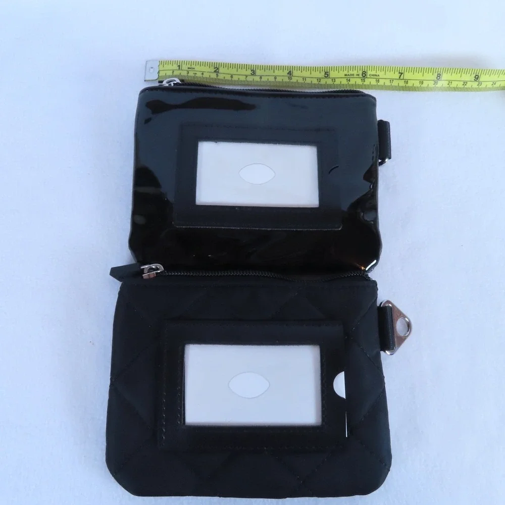 Ihkwip Womens Quilted Glossy Set of 2 Perfect Pair RFID Wristlets Wallet Black